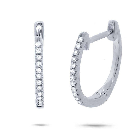 14k White Gold Diamond Huggie Earring
