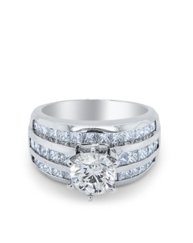 18k White Gold Engagement Ring Natural Diamond