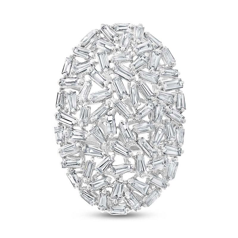 14k White Gold Diamond Baguette Lady's Ring - 2.97ct
