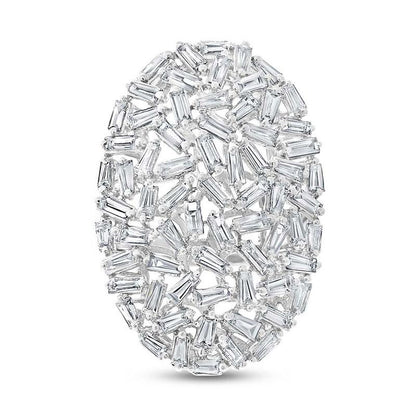 14k White Gold Diamond Baguette Lady's Ring - 2.97ct