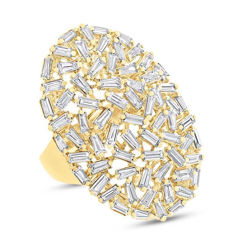 14k Yellow Gold Diamond Baguette Lady's Ring - 2.97ct