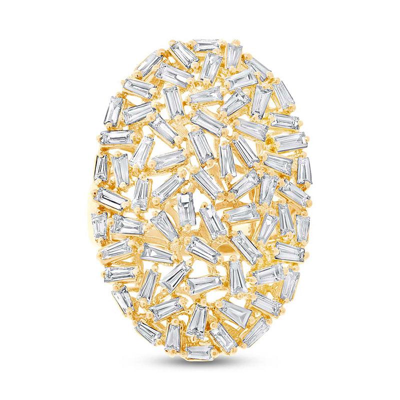 14k Yellow Gold Diamond Baguette Lady's Ring - 2.97ct