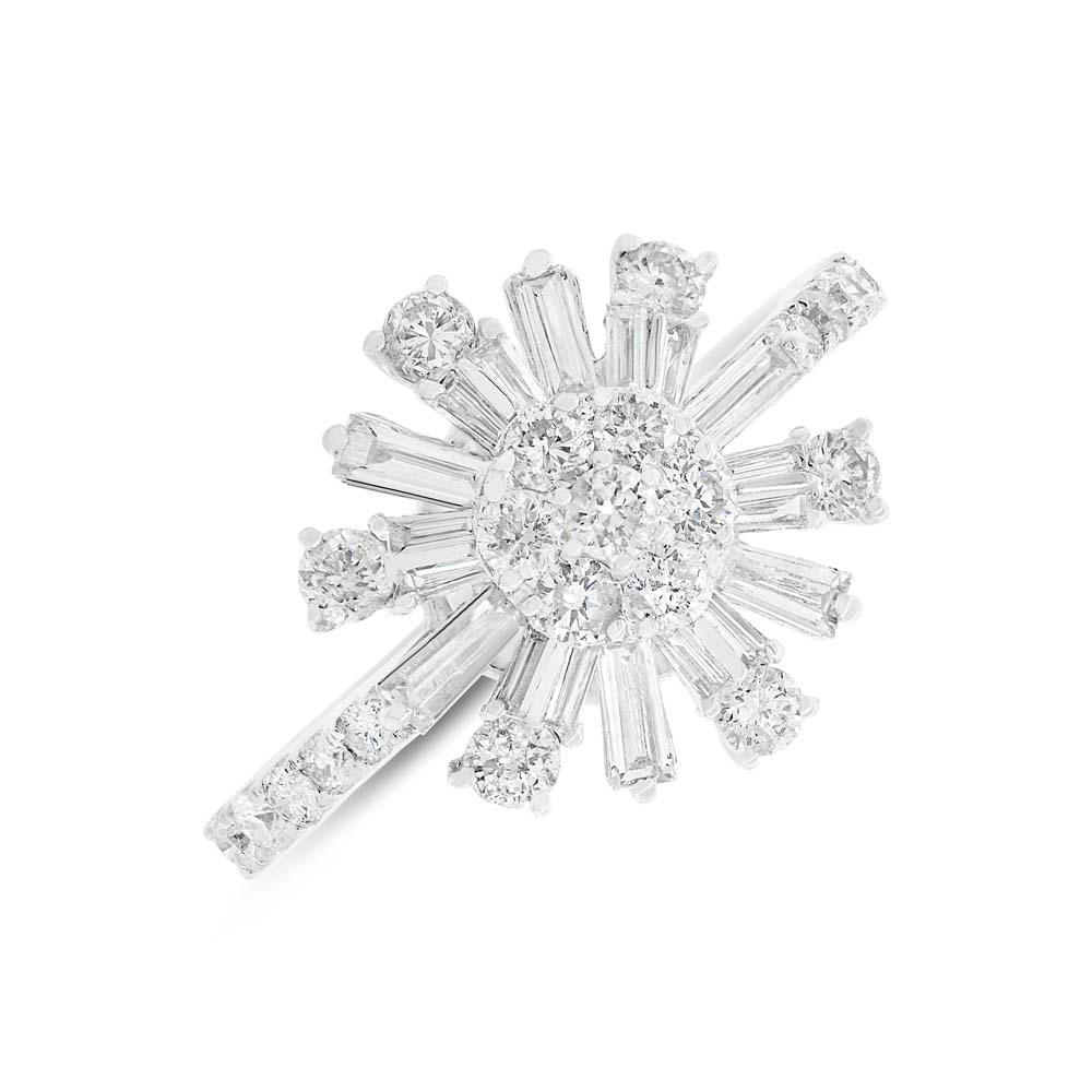 18k White Gold Diamond Baguette Lady's Ring - 1.09ct