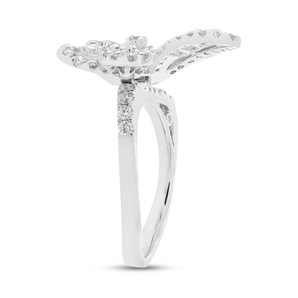 18k White Gold Diamond Flower Lady's Ring - 1.65ct
