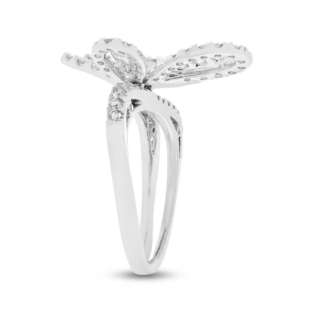 18k White Gold Diamond Butterfly Lady's Ring - 1.51ct