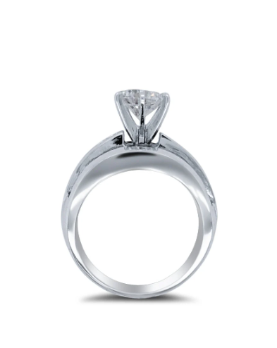 18k White Gold Engagement Ring Natural Diamond