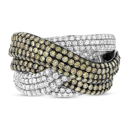 14k White Gold White & Champagne Diamond Bridge Ring - 3.63ct
