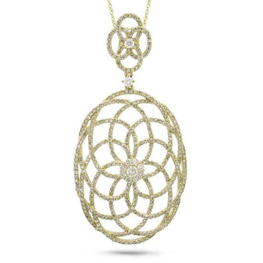 14k Yellow Gold Diamond Lace Pendant - 1.46ct