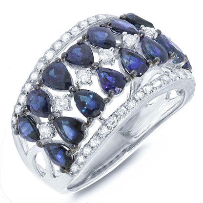 Diamond & 3.64ct Blue Sapphire 14k White Gold Ring - 0.47ct
