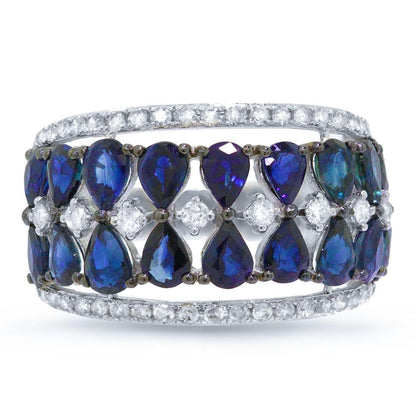 Diamond & 3.64ct Blue Sapphire 14k White Gold Ring - 0.47ct