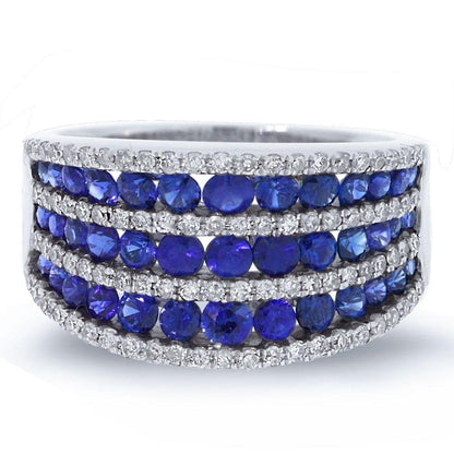 Diamond & 1.83ct Blue Sapphire 14k White Gold Ring - 0.48ct