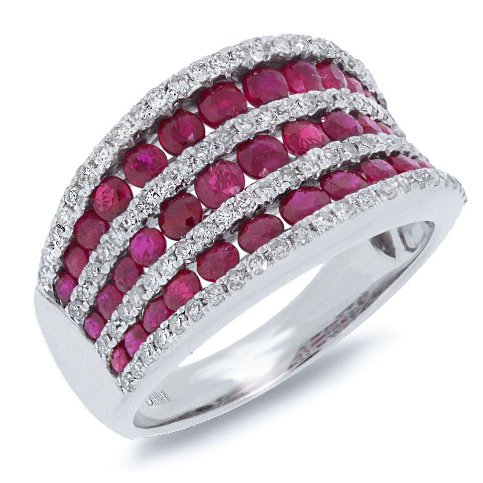 Diamond & 2.15ct Ruby 14k White Gold Ring - 0.48ct