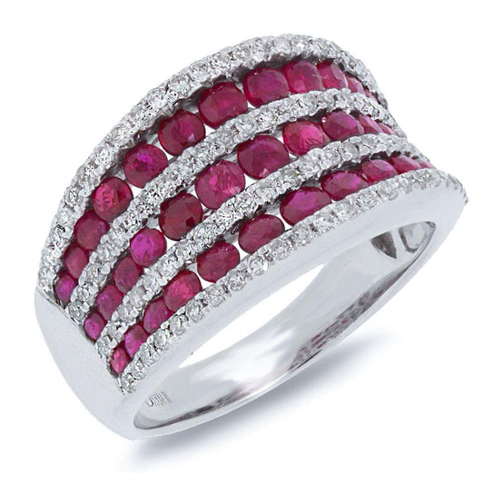Diamond & 2.15ct Ruby 14k White Gold Ring - 0.48ct