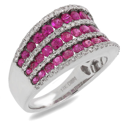 Diamond & 1.79ct Pink Sapphire 14k White Gold Ring - 0.48ct