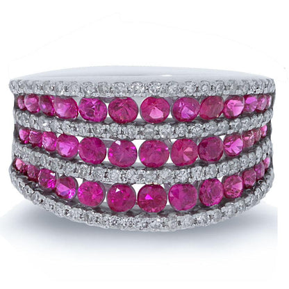 Diamond & 1.79ct Pink Sapphire 14k White Gold Ring - 0.48ct