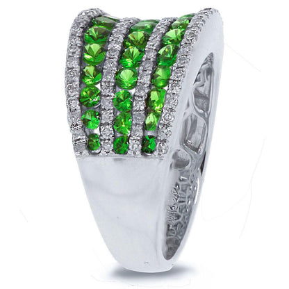 Diamond & 1.67ct Green Garnet 14k White Gold Ring - 0.48ct