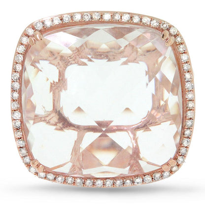 Diamond & 17.53ct White Topaz 14k Rose Gold Ring - 0.25ct