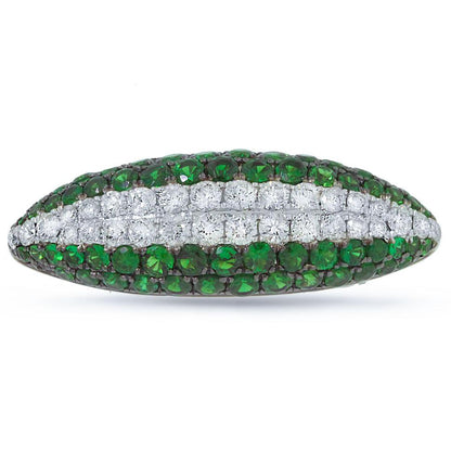 Diamond & 1.41ct Green Garnet 14k White Gold Ring - 0.57ct