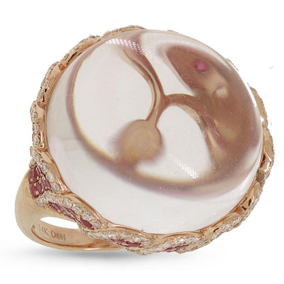 Diamond & 37.15ct White Topaz & Pink Sapphire 14k Rose Gold Ring - 0.86ct
