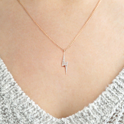 14k Rose Gold Diamond Lightning Necklace V0157