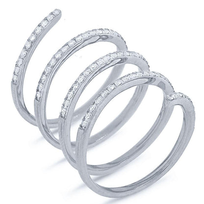 14k White Gold Diamond Spiral Lady's Ring - 0.57ct