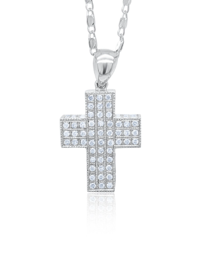 14k White Gold Diamond Cross Pendant