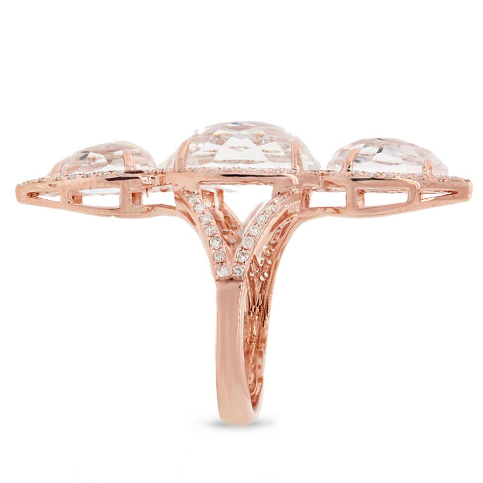 Diamond & 9.44ct White Topaz 14k Rose Gold Ring - 0.56ct