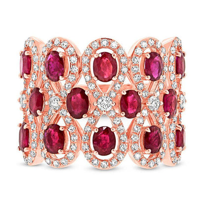 Diamond & 2.65ct Ruby 14k Rose Gold Ring - 0.92ct