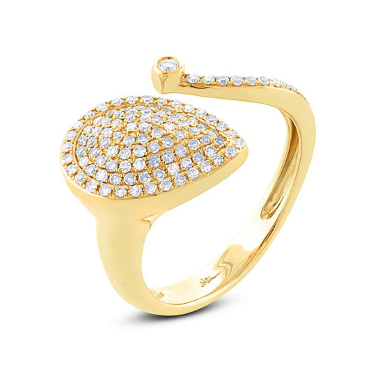 14k Yellow Gold Diamond Pave Lady's Ring - 0.44ct