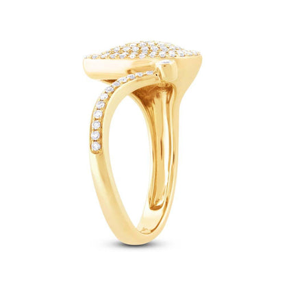 14k Yellow Gold Diamond Pave Lady's Ring - 0.44ct