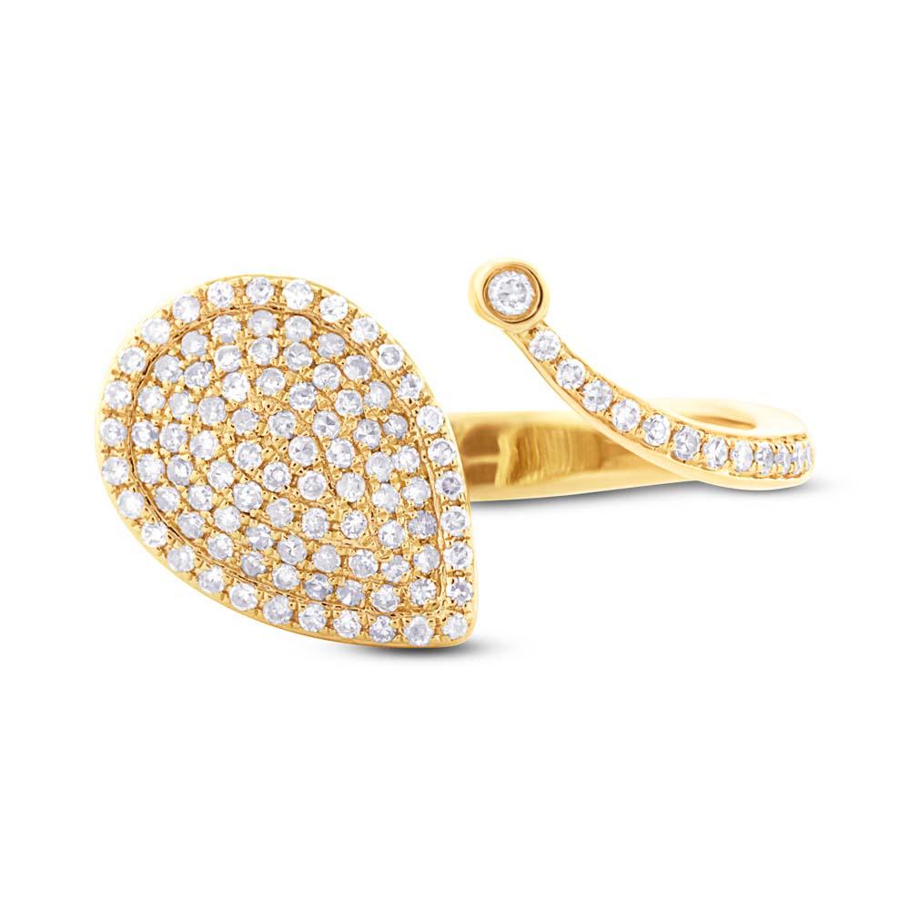 14k Yellow Gold Diamond Pave Lady's Ring - 0.44ct