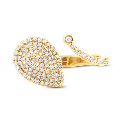 14k Yellow Gold Diamond Pave Lady's Ring - 0.44ct
