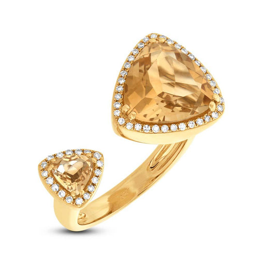 Diamond & 4.46ct Citrine 14k Yellow Gold Ring - 0.20ct