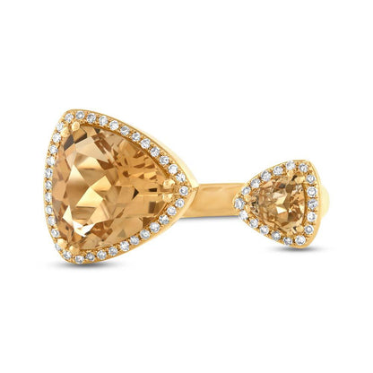 Diamond & 4.46ct Citrine 14k Yellow Gold Ring - 0.20ct