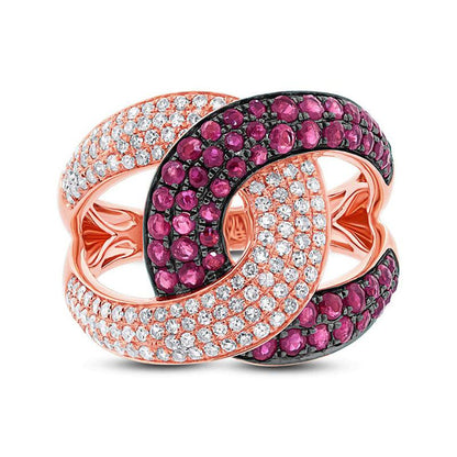 Diamond & 1.15ct Ruby 14k Rose Gold Ring - 0.59ct