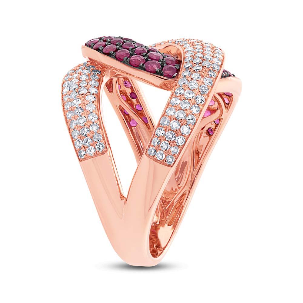 Diamond & 1.15ct Ruby 14k Rose Gold Ring - 0.59ct