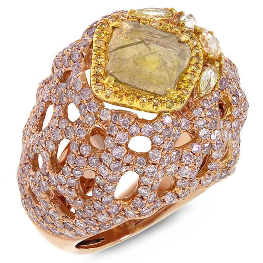 18k Rose Gold Fancy Color Diamond Ring - 4.95ct