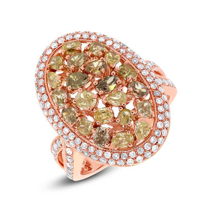 18k Rose Gold White & Fancy Color Diamond Ring - 2.71ct