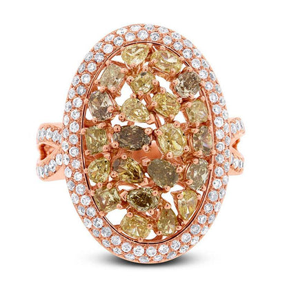 18k Rose Gold White & Fancy Color Diamond Ring - 2.71ct