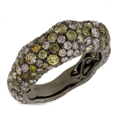 18k Black Rhodium Gold Fancy Color Diamond Ring - 2.81ct
