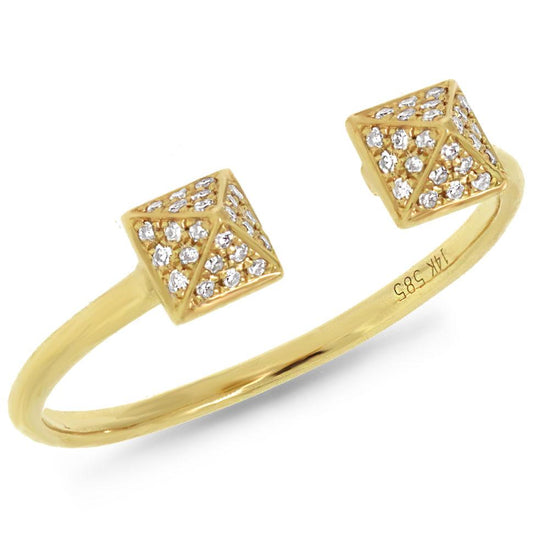 14k Yellow Gold Diamond Pave Pyramid Ring - 0.10ct