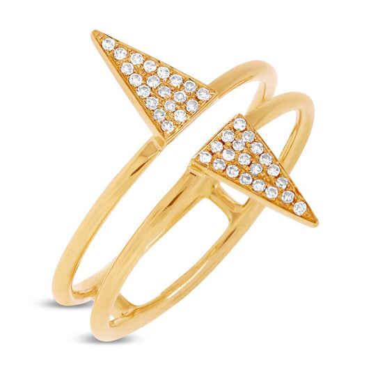 14k Yellow Gold Diamond Pave Triangle Ring - 0.11ct