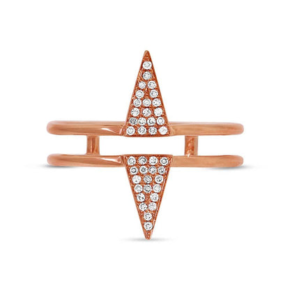 14k Rose Gold Diamond Pave Triangle Ring - 0.11ct