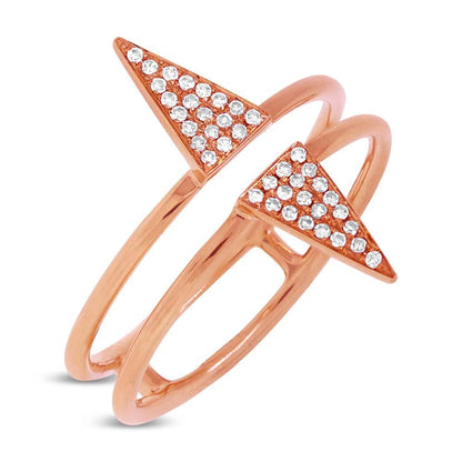 14k Rose Gold Diamond Pave Triangle Ring - 0.11ct