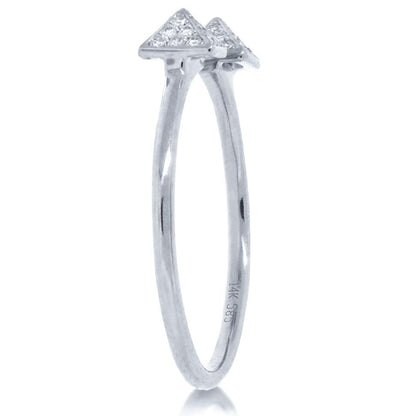 14k White Gold Diamond Pave Pyramid Ring - 0.10ct