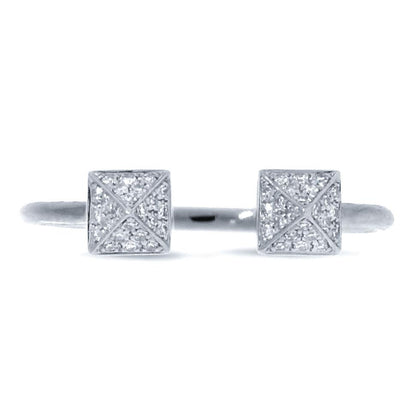 14k White Gold Diamond Pave Pyramid Ring - 0.10ct