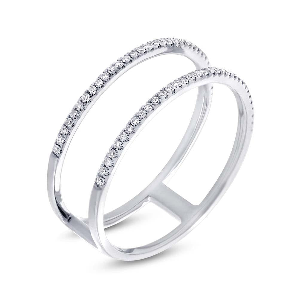 14k White Gold Diamond Lady's Ring Size 3 - 0.17ct