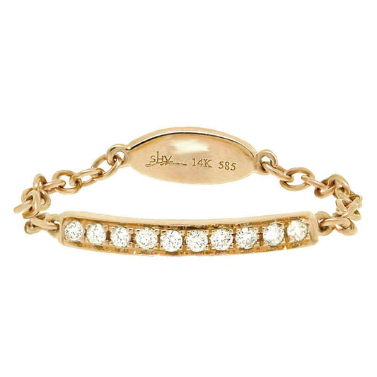 14k Yellow Gold Diamond Chain Ring - 0.09ct