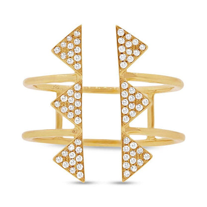 14k Yellow Gold Diamond Pave Triangle Ring - 0.22ct