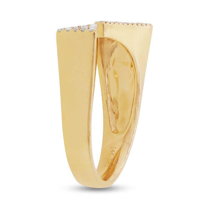 14k Yellow Gold Diamond Pave Triangle Ring Size 6 - 0.22ct